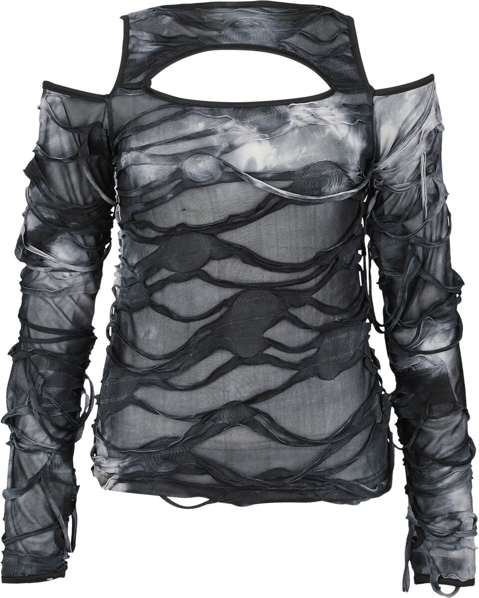T-shirt manches longues  de Chemical Black - Viola Top - XS à L - pour Femme - noir/gris - Chemical Black