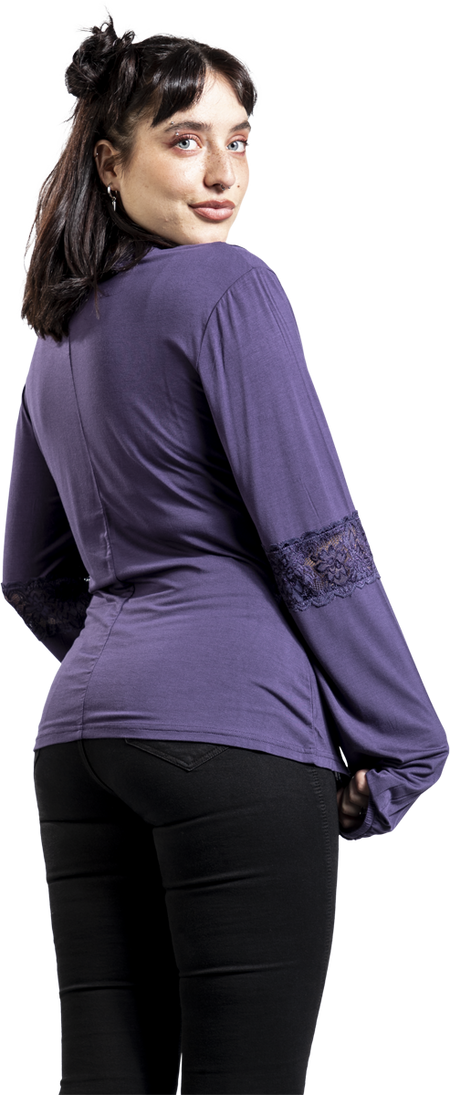 T-shirt manches longues  de Gothicana by EMP - Mystical Woods - S à XXL - pour Femme - lilas - Gothicana by EMP - View 2
