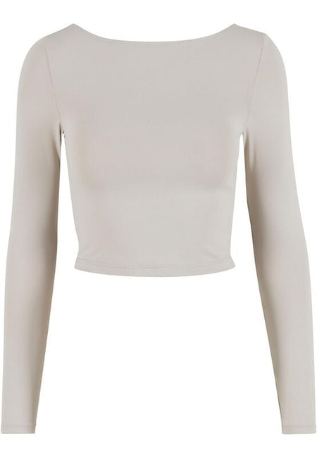 T-shirt manches longues  de Urban Classics - Haut Manches Longues Slim - XS à XL - pour Femme - gris - Urban Classics