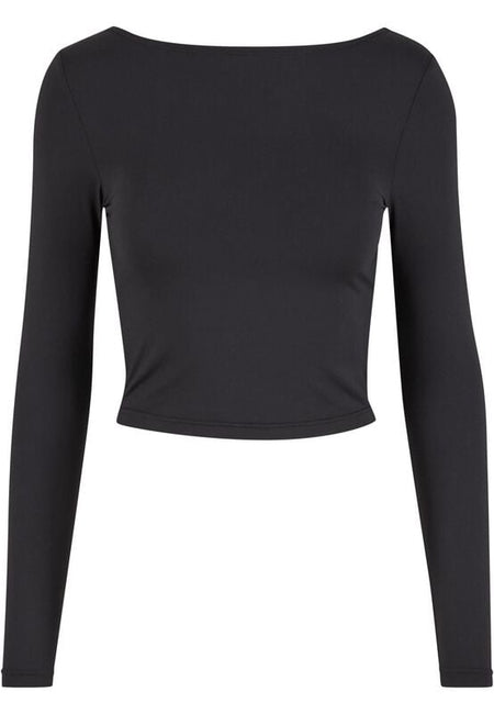 T-shirt manches longues  de Urban Classics - Haut Manches Longues Slim - XS à XL - pour Femme - noir - Urban Classics