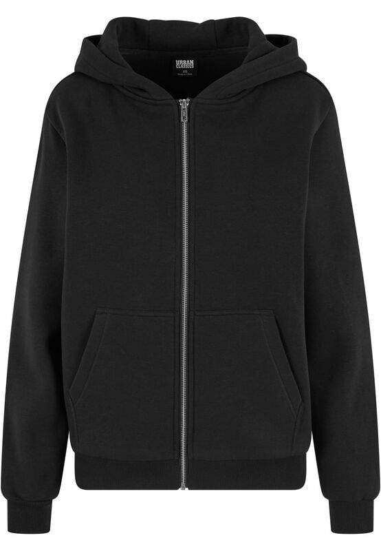 Sweat-shirt zippé à capuche  de Urban Classics - Sweat à Capuche Zippé Fluffy - XS à XL - pour Femme - noir - Urban Classics