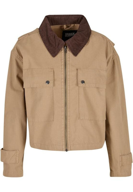 Veste mi-saison  de Urban Classics - Veste Courte en Coton Femme - XS à XL - pour Femme - beige - Urban Classics