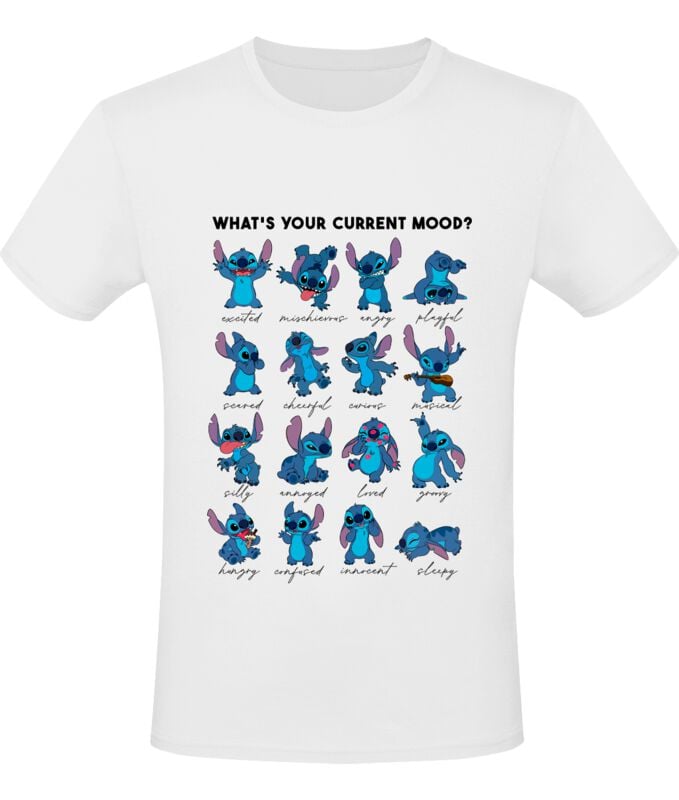 T-Shirt Manches courtes Disney de Lilo & Stitch - Stitch Emotions - S à XL - pour Homme - blanc - Lilo & Stitch