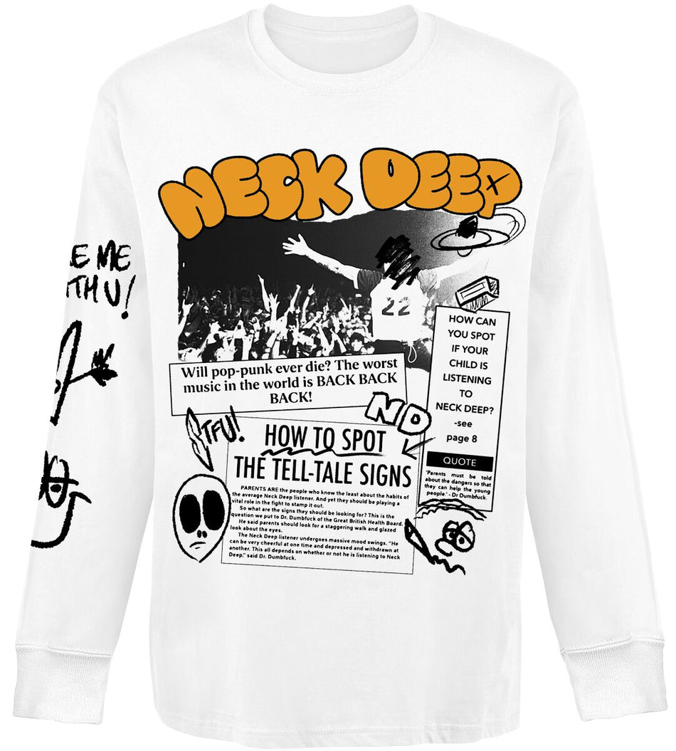 T-shirt manches longues de Neck Deep - Pop Punk Is Back - S à XL - pour Homme - blanc - Neck Deep