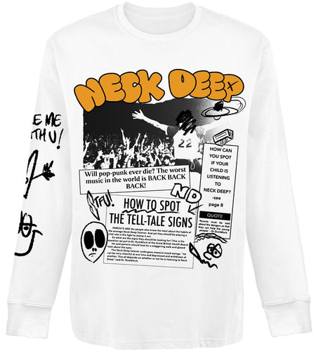 T-shirt manches longues  de Neck Deep - Pop Punk Is Back - S à XL - pour Homme - blanc - Neck Deep