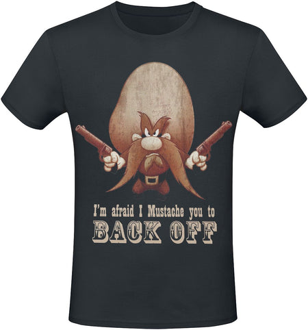 T-Shirt Manches courtes  de Looney Tunes - I'm Afraid I Mustache You To Back Off - S à XL - pour Homme - noir - Looney Tunes