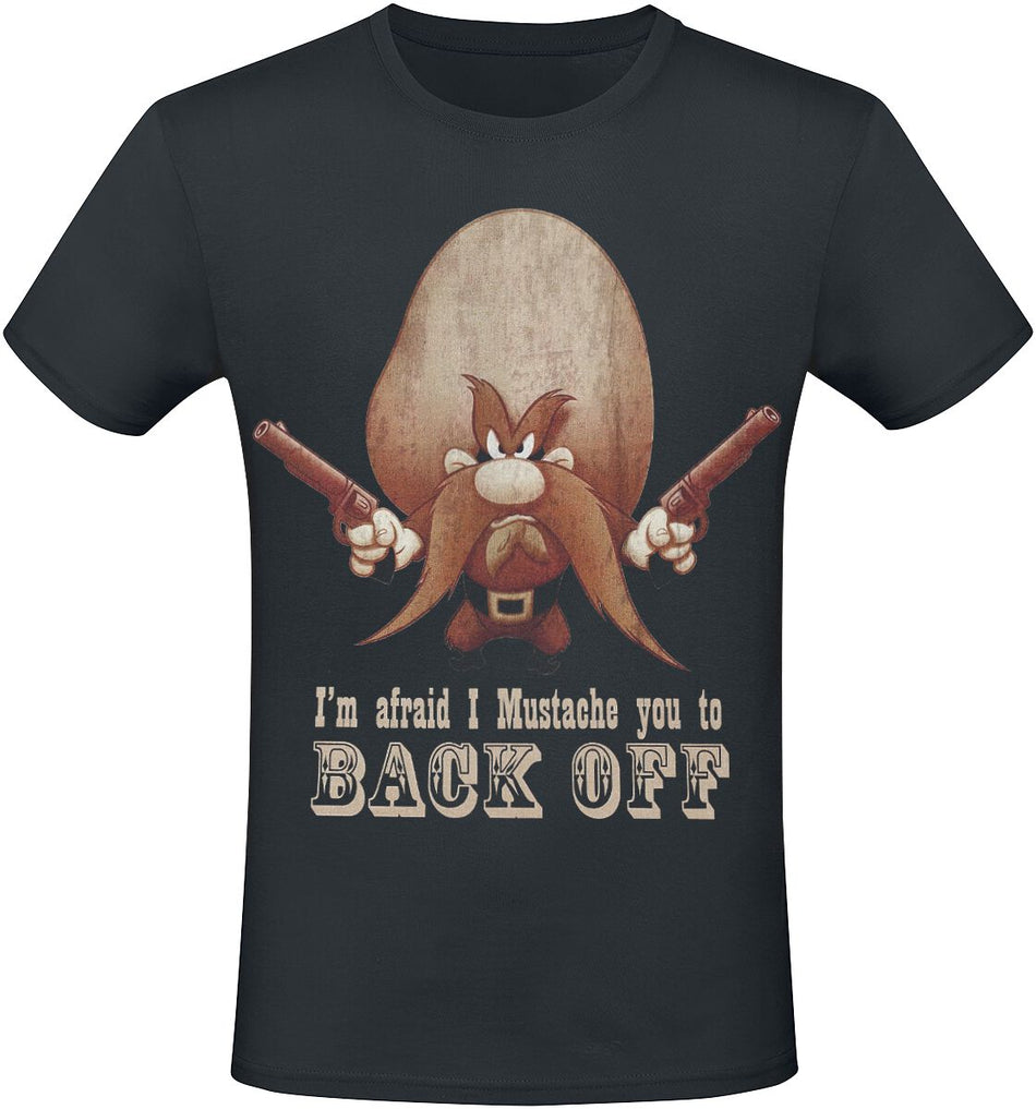 T-Shirt Manches courtes  de Looney Tunes - I'm Afraid I Mustache You To Back Off - S à XL - pour Homme - noir - Looney Tunes