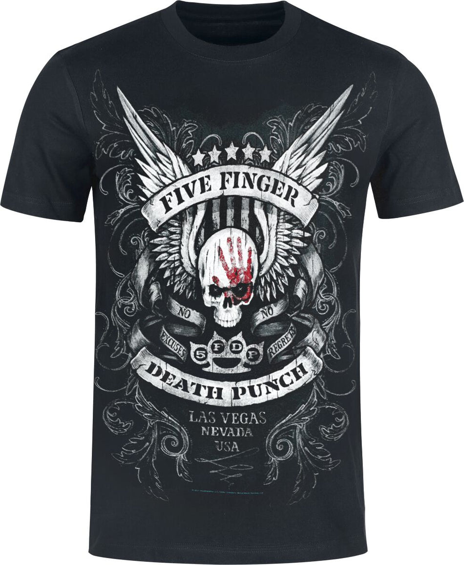 T-Shirt Manches courtes  de Five Finger Death Punch - No Regrets - Heavyweight - S à 5XL - pour Homme - noir - Five Finger Death Punch