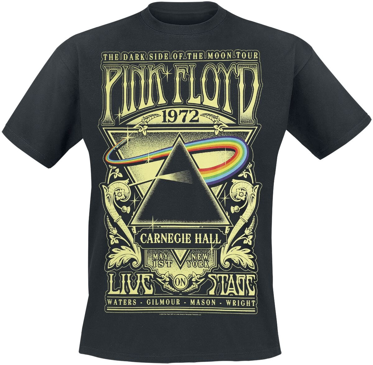 T-Shirt Manches courtes  de Pink Floyd - The Dark Side Of The Moon - Live On Stage 1972 - Heavyweight - S à 3XL - pour Homme - noir - Pink Floyd