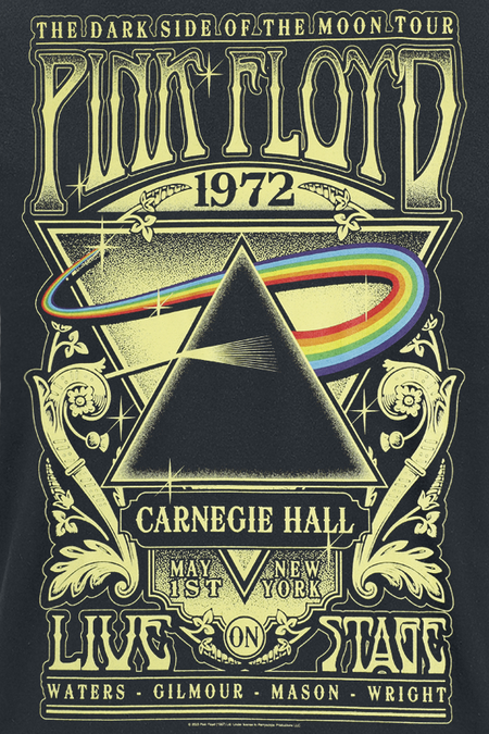 T-Shirt Manches courtes  de Pink Floyd - The Dark Side Of The Moon - Live On Stage 1972 - Heavyweight - S à 3XL - pour Homme - noir - Pink Floyd - View 2