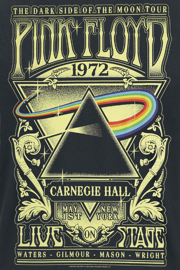 T-Shirt Manches courtes  de Pink Floyd - The Dark Side Of The Moon - Live On Stage 1972 - Heavyweight - S à 3XL - pour Homme - noir - Pink Floyd - View 2