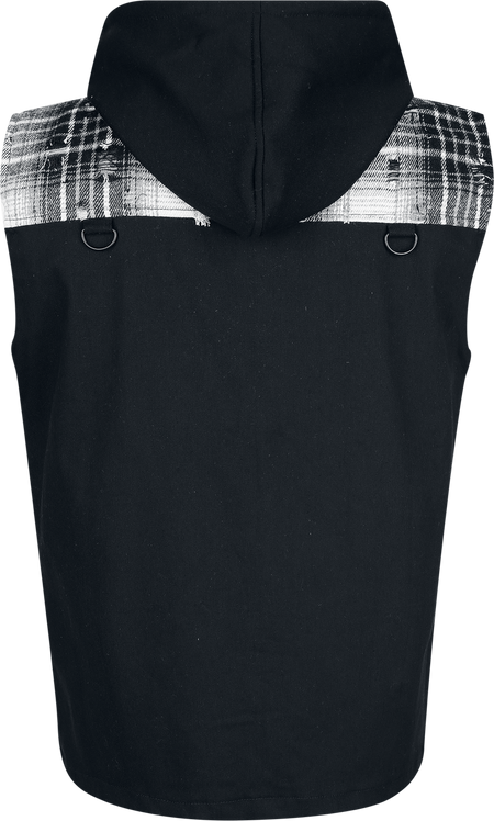 Veste Gothic de Vixxsin - Luther - Veste Sans Manches Noires & Blanches - S à 4XL - pour Homme - noir/gris/blanc - Vixxsin - View 2