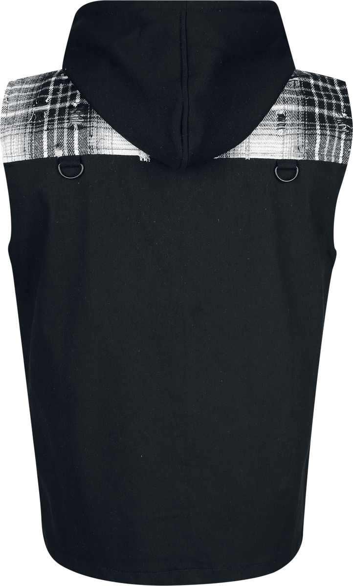 Veste Gothic de Vixxsin - Luther - Veste Sans Manches Noires & Blanches - S à 4XL - pour Homme - noir/gris/blanc - Vixxsin - View 2