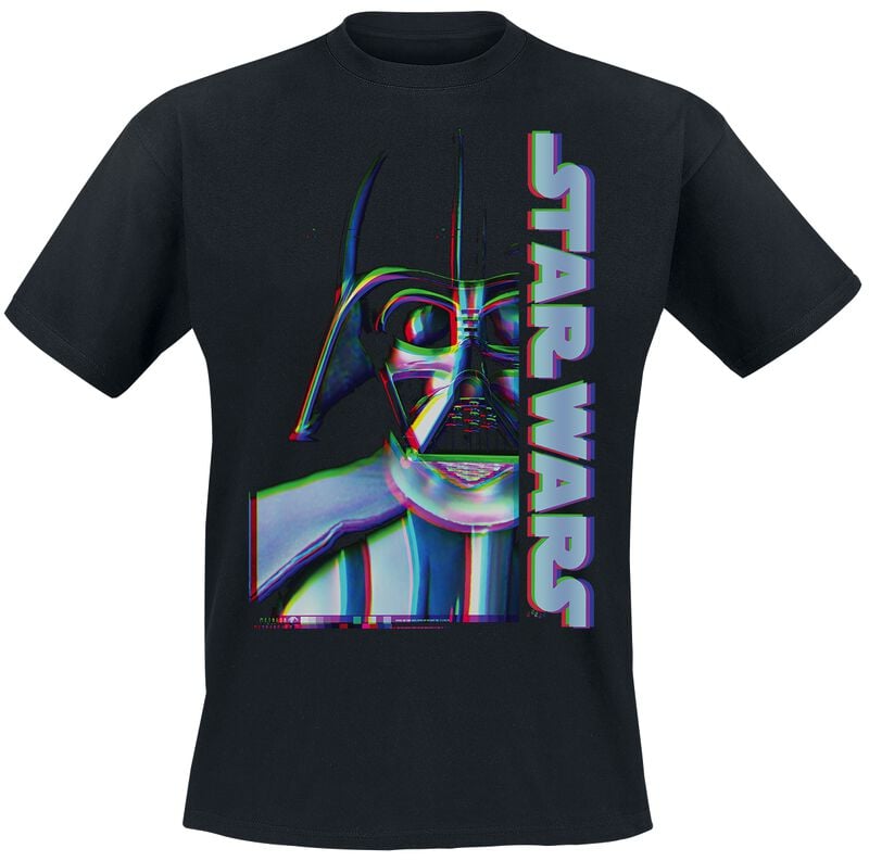 T-Shirt Manches courtes Disney de Star Wars - Darth Vader - Glitch - S à M - pour Homme - noir - Star Wars
