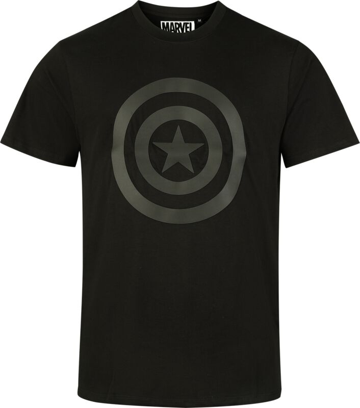 T-Shirt Manches courtes Disney de Captain America - Logo Bouclier - S à XXL - pour Homme - noir - Captain America