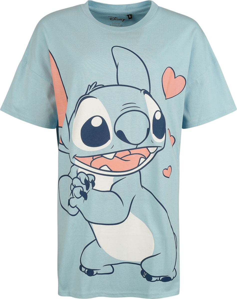 T-Shirt Oversize Disney de Lilo & Stitch - Stitch Love - Oversize - S à XXL - pour Femme - bleu clair - Lilo & Stitch