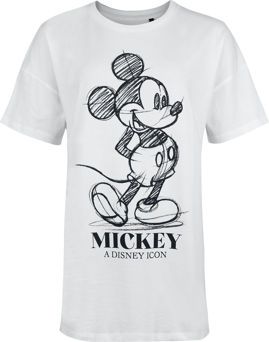 T-Shirt Oversize Disney de Mickey & Minnie Mouse - Mickey Mouse - Icône - Oversize - S à XXL - pour Femme - blanc - Mickey & Minnie Mouse