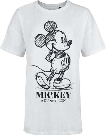 T-Shirt Oversize Disney de Mickey & Minnie Mouse - Mickey Mouse - Icône - Oversize - S à XXL - pour Femme - blanc - Mickey & Minnie Mouse