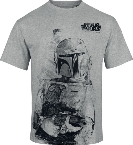 T-Shirt Manches courtes Disney de Star Wars - Bounty Hunter - S à XXL - pour Homme - gris clair chiné - Star Wars