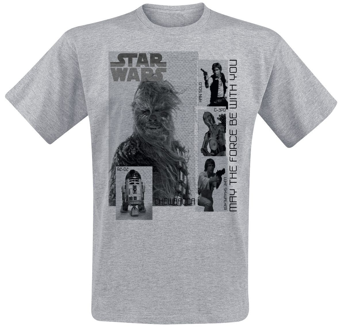 T-Shirt Manches courtes Disney de Star Wars - May the force be with you - S à XXL - pour Homme - gris clair chiné - Star Wars