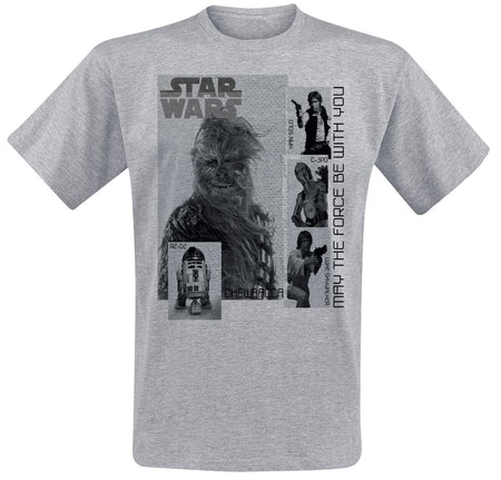 T-Shirt Manches courtes Disney de Star Wars - May the force be with you - S à XXL - pour Homme - gris clair chiné - Star Wars