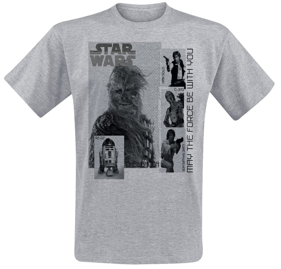 T-Shirt Manches courtes Disney de Star Wars - May the force be with you - S à XXL - pour Homme - gris clair chiné - Star Wars