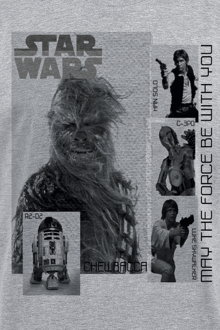T-Shirt Manches courtes Disney de Star Wars - May the force be with you - S à XXL - pour Homme - gris clair chiné - Star Wars - View 2