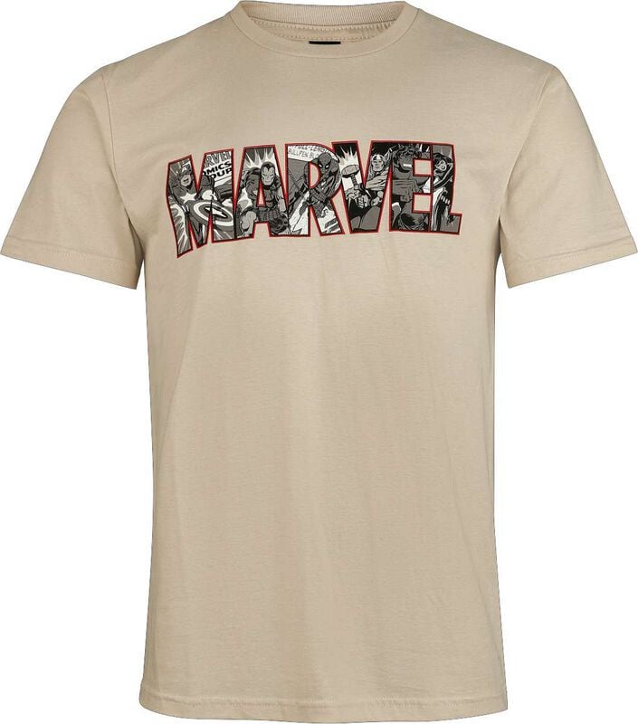 T-Shirt Manches courtes Disney de Marvel - Comics Logo Heroes - S à XXL - pour Homme - sable - Marvel