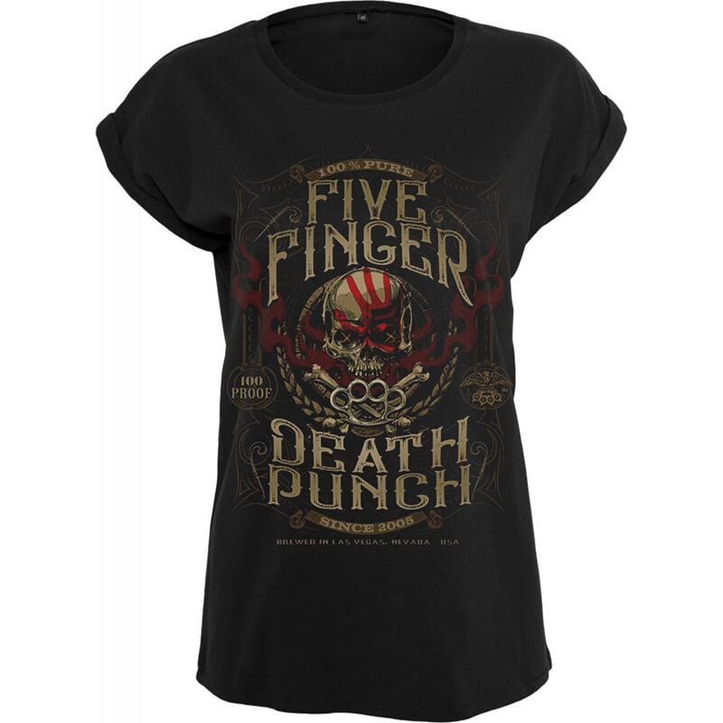 T-Shirt Manches courtes  de Five Finger Death Punch - 100 Proof - S à XL - pour Femme - noir - Five Finger Death Punch