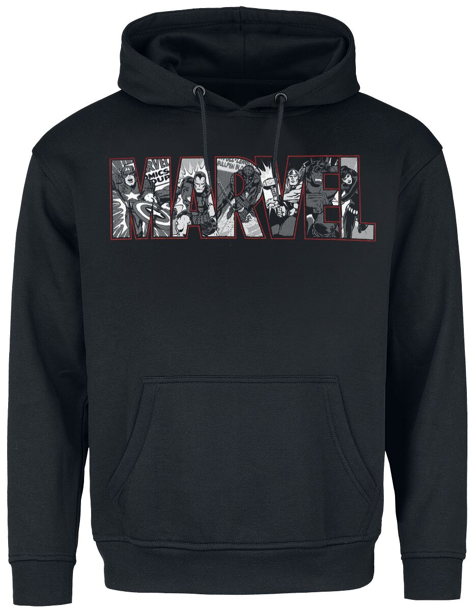 Sweat-shirt à capuche Disney de Marvel - Logo Group B&W Outline - S à XXL - pour Homme - noir - Marvel