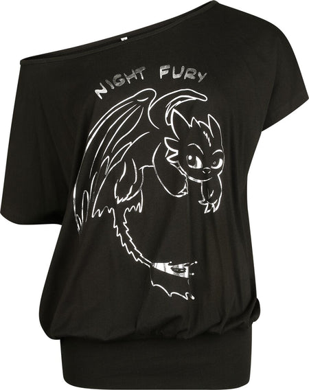 T-Shirt Manches courtes  de Dragons - Dragons - Night Fury - S à 3XL - pour Femme - noir - Dragons