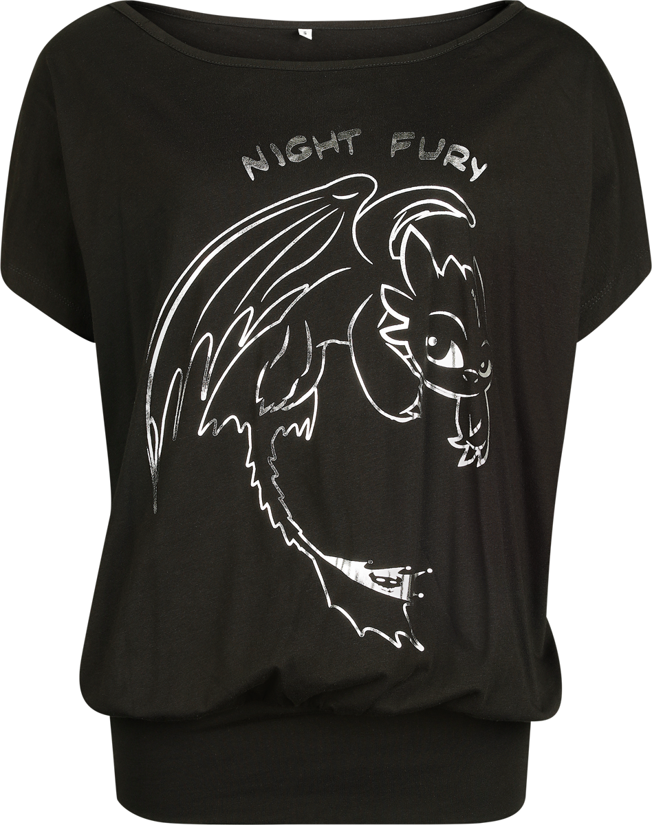 T-Shirt Manches courtes  de Dragons - Dragons - Night Fury - S à 3XL - pour Femme - noir - Dragons - View 2