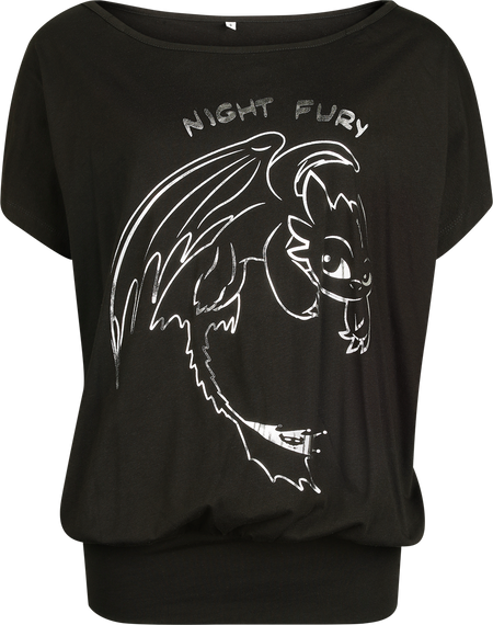 T-Shirt Manches courtes  de Dragons - Dragons - Night Fury - S à 3XL - pour Femme - noir - Dragons - View 2