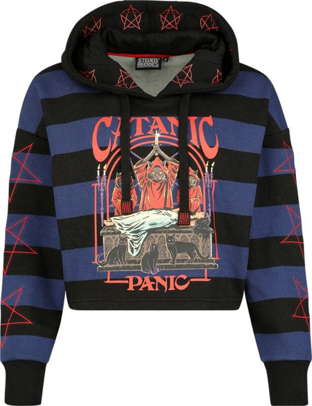 Sweat-shirt à capuche Fun de Steven Rhodes - Catanic Panic - Oversize - S à XXL - pour Femme - bleu/noir - Steven Rhodes