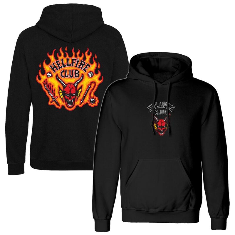 Sweat-shirt à capuche  de Stranger Things - Hellfire Club Flames - S à XXL - pour Homme - noir - Stranger Things