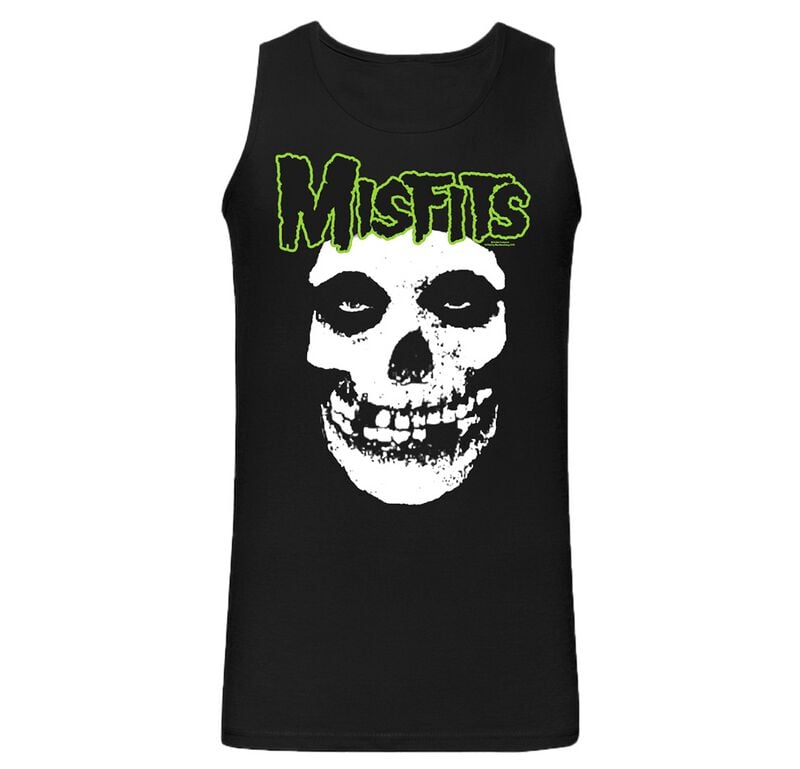 Débardeur  de Misfits - Green Skull - S à XXL - pour Homme - noir - Misfits