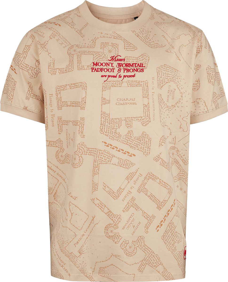 T-Shirt Oversize  de Harry Potter - Carte du Maraudeur - Oversize - S à XXL - pour Homme - sable - Harry Potter