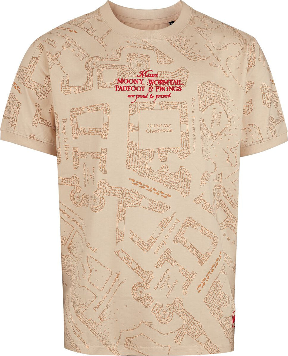 T-Shirt Oversize  de Harry Potter - Carte du Maraudeur - Oversize - S à XXL - pour Homme - sable - Harry Potter