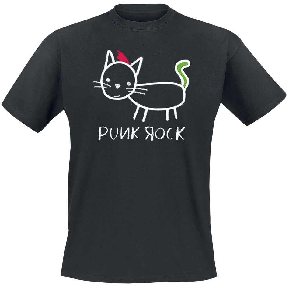 T-Shirt Manches courtes Fun de Tierisch - Chat Punk Rock - M à 3XL - pour Unisexe - noir - Tierisch