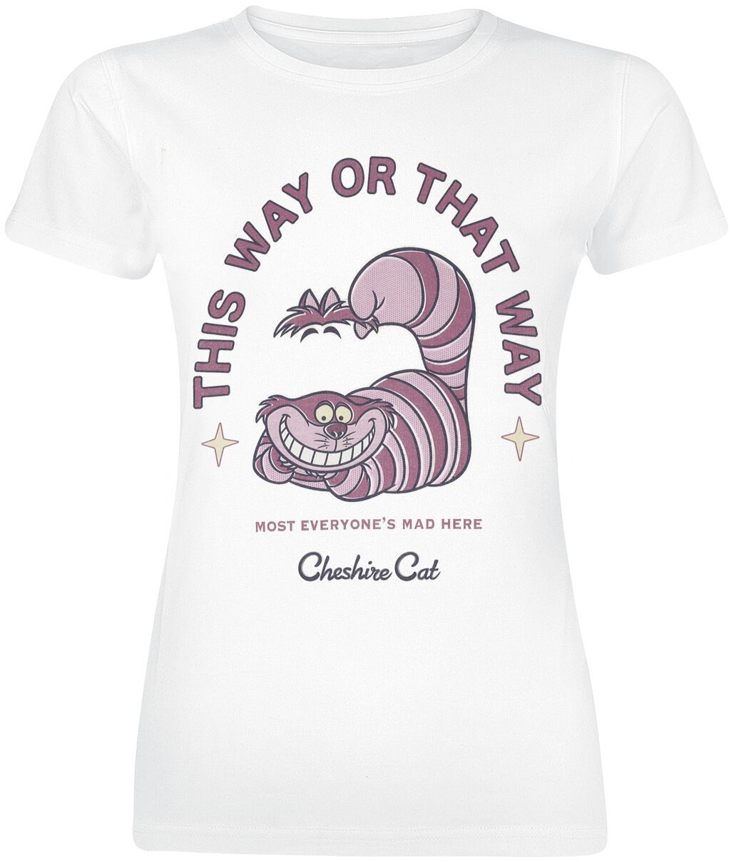 T-Shirt Manches courtes Disney de Alice Au Pays Des Merveilles - Chat du Cheshire - This Way or That Way - S à XXL - pour Femme - blanc - Alice Au Pays Des Merveilles