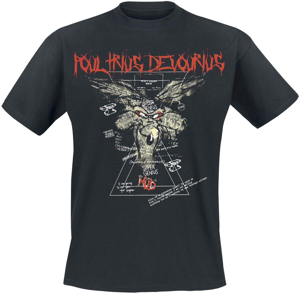 T-Shirt Manches courtes  de Looney Tunes - Coyote - S à 3XL - pour Homme - noir - Looney Tunes