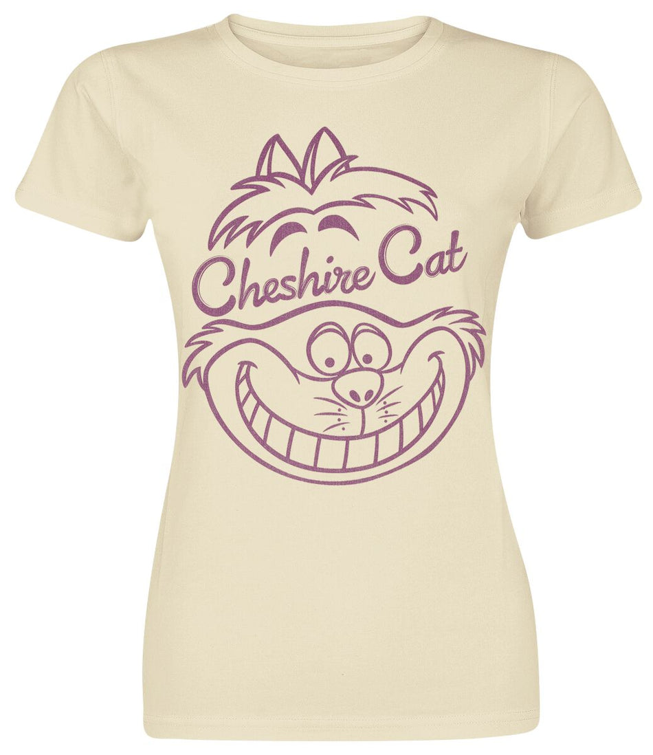 T-Shirt Manches courtes Disney de Alice Au Pays Des Merveilles - Chat du Cheshire - Smile - S à XXL - pour Femme - naturel - Alice Au Pays Des Merveilles