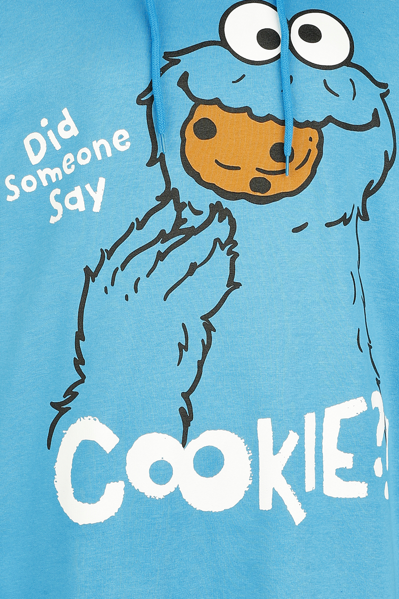 Sweat-shirt à capuche  de Sesame Street - Cookie Monster - Did someone say Cookie?! - Oversize - S à XXL - pour Femme - bleu - Sesame Street - View 2