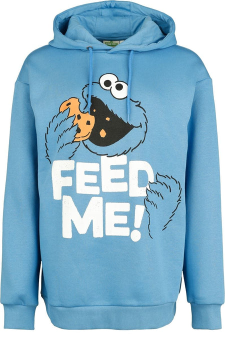 Sweat-shirt à capuche  de Sesame Street - Cookie Monster - Feed Me! - Oversize - S à 3XL - pour Femme - bleu - Sesame Street