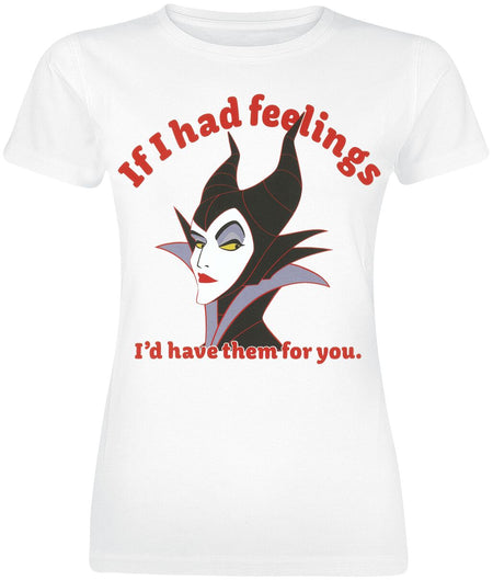T-Shirt Manches courtes Disney de La Belle Au Bois Dormant - Maléfique - If I had feelings, I'd have them for you - S à XXL - pour Femme - blanc - La Belle Au Bois Dormant