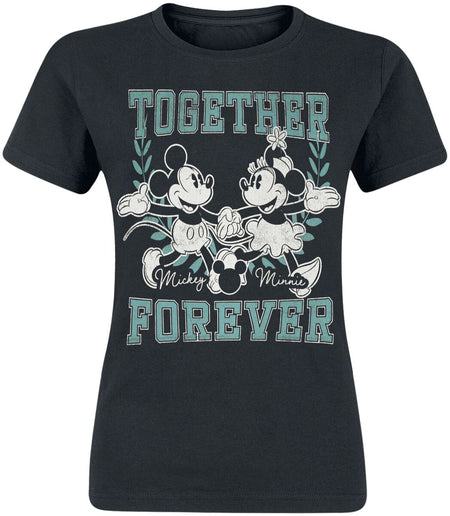 T-Shirt Manches courtes Disney de Mickey Mouse - Mickey & Minnie Together Forever - S à XXL - pour Femme - noir - Mickey Mouse