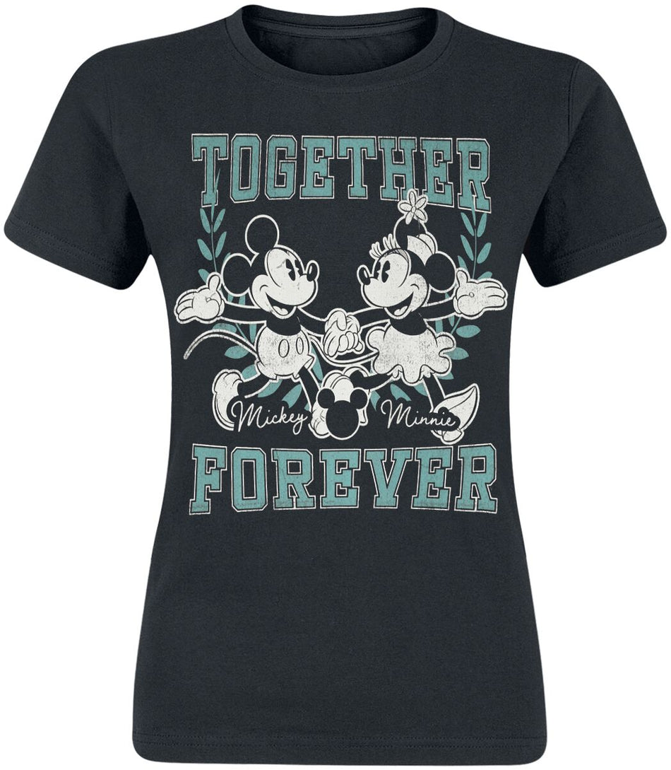 T-Shirt Manches courtes Disney de Mickey Mouse - Mickey & Minnie Together Forever - S à XXL - pour Femme - noir - Mickey Mouse