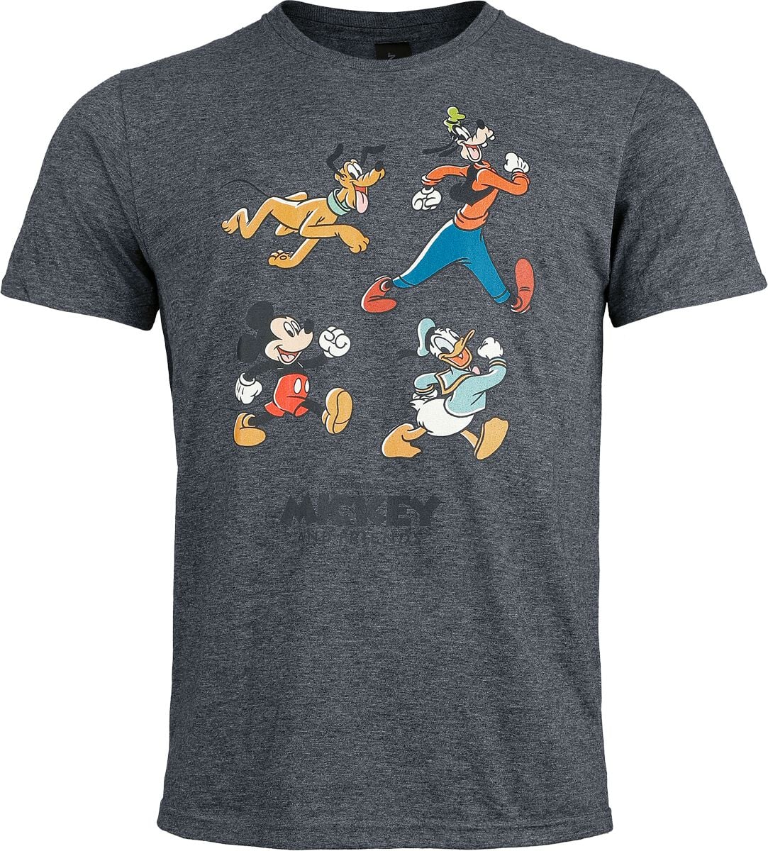 T-Shirt Manches courtes Disney de Mickey & Minnie Mouse - Mickey & Ses Amis - S à XXL - pour Homme - gris foncé - Mickey & Minnie Mouse