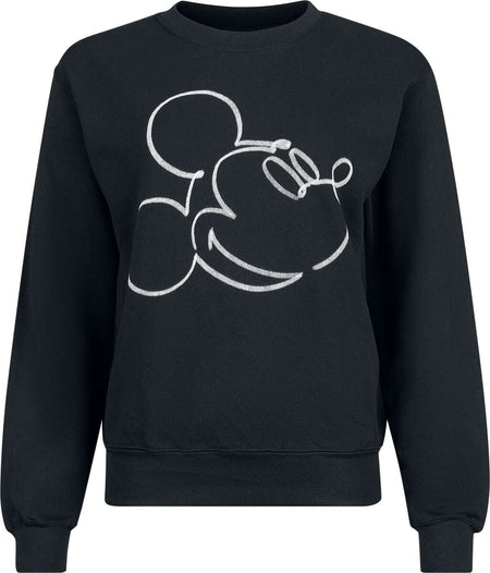 Sweat-shirt Disney de Mickey & Minnie Mouse - Mickey - Croquis - S à XXL - pour Femme - noir - Mickey & Minnie Mouse