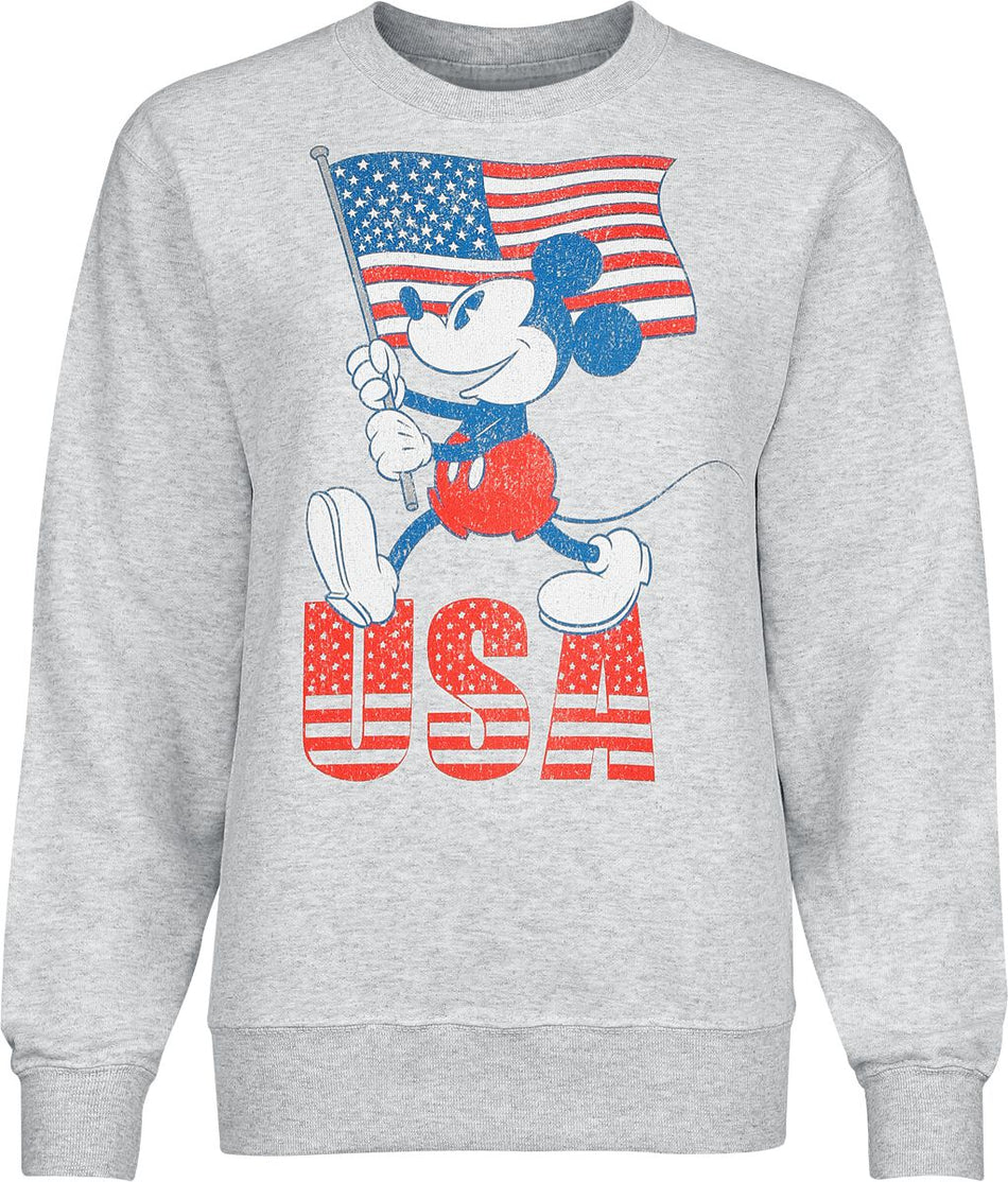 Sweat-shirt Disney de Mickey Mouse - Mickey Mouse USA - S à XL - pour Femme - gris clair chiné - Mickey Mouse